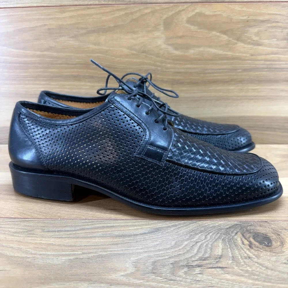 ET Wright Masters Collection Woven Oxford Mens 8.5 EE Black Leather Perf Modern